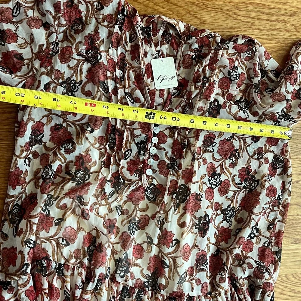 Free People Women’s See It Through Pleated Front Floral Maxi Dress Large NWT - Picture 14 of 16